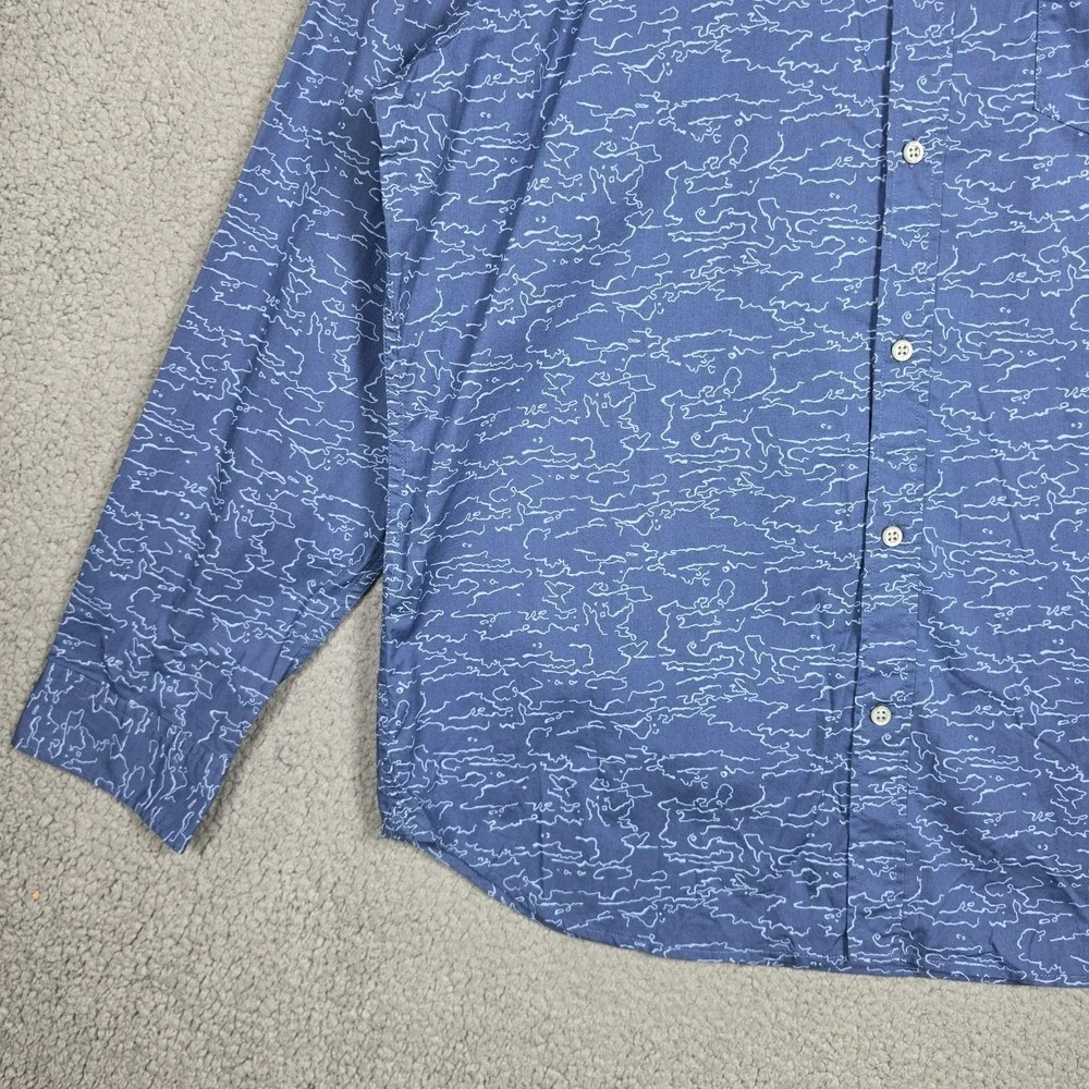 Banana Republic Shirt Mens Size XL Blue Cloud All Over Print Slim Fit Custom 078
